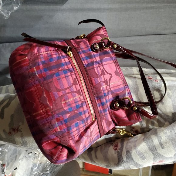 Like New Rare Coach Poppy Tartan Foldover Shoulder Bag or Cossbody Bag Purse - Picture 8 of 16
